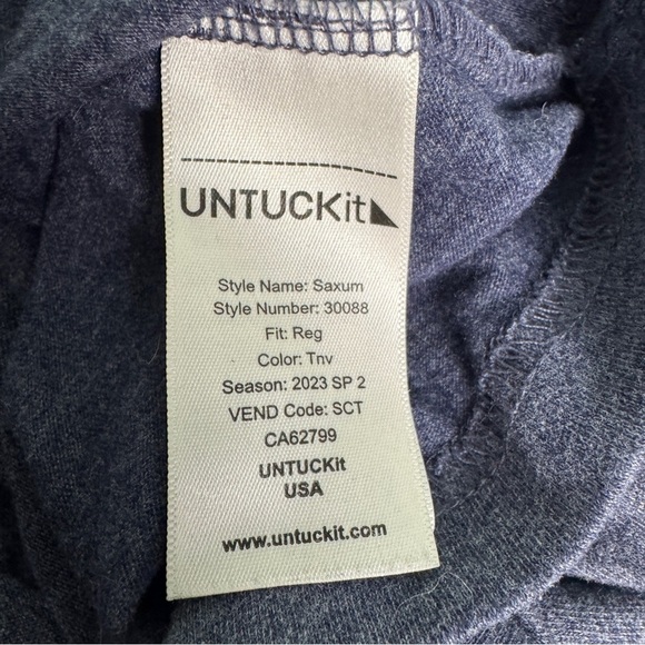 UNTUCKit Ultrasoft Men's Tee Shirt Size XL Everyday Casual Saxum 30088 Gray/Blue - Picture 4 of 4